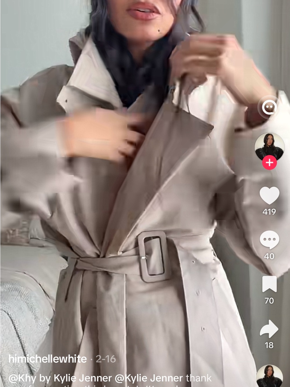 KHY Kylie Jenner x Hydra INFLUENCER OVERSIZED TRENCH COAT with hood size XS new - Picture 9 of 10